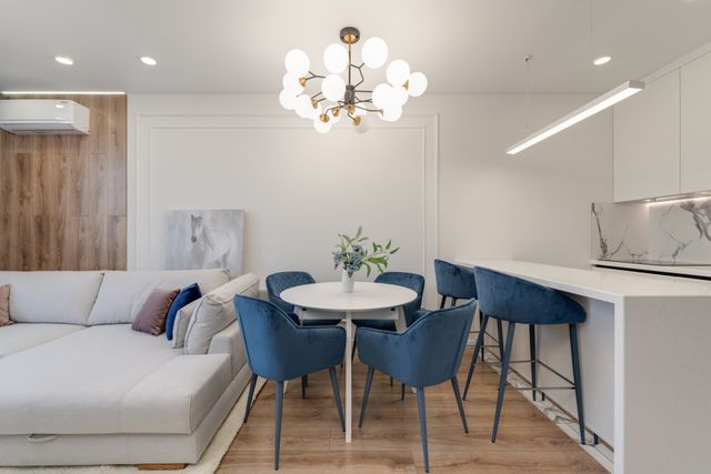 modern apartment living room with bright lights